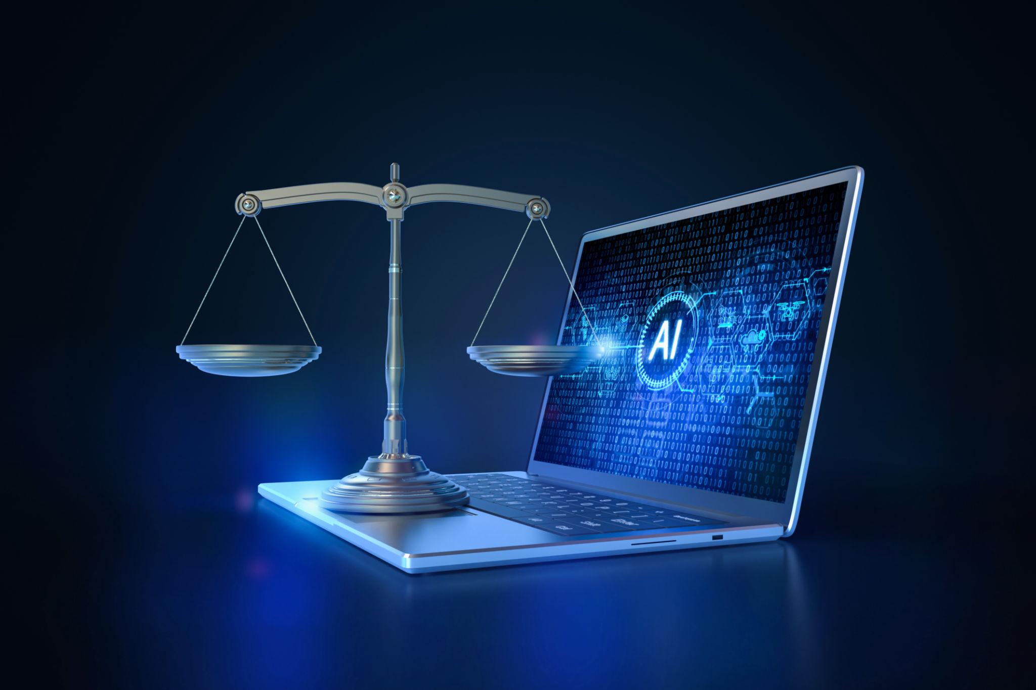 Courtroom gavel next to an AI interface — representing the legal accountability consequences of AI-generated errors